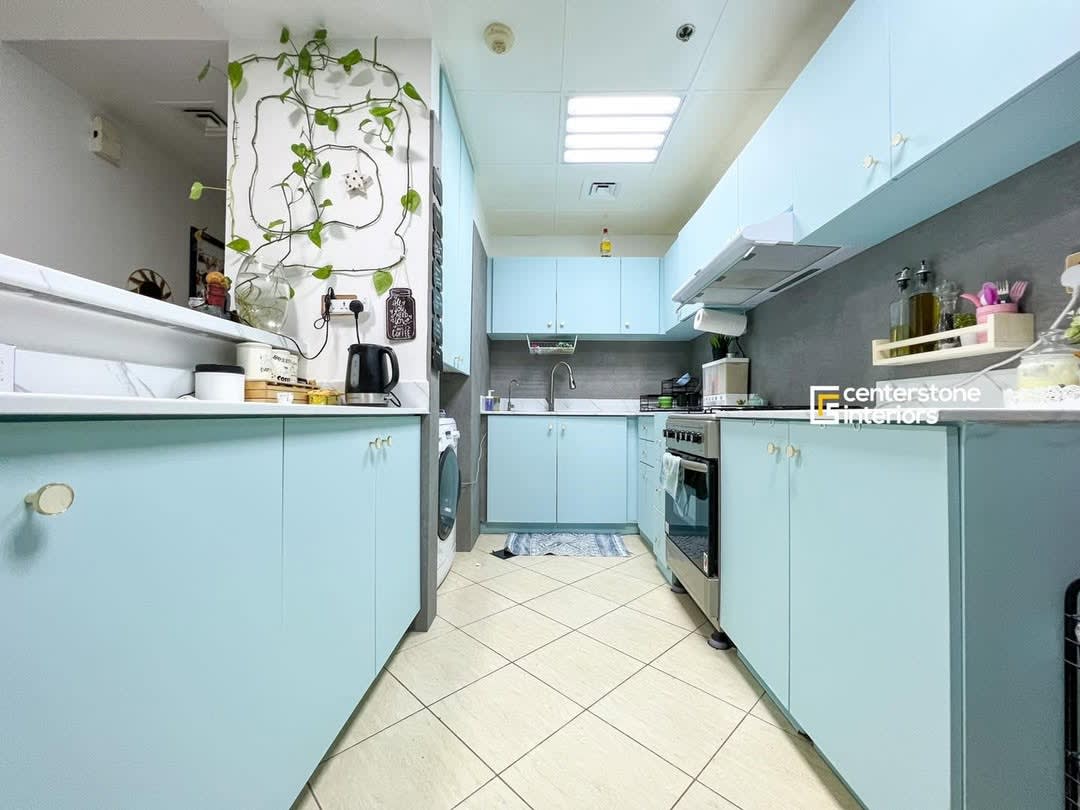 Sky Blue Cabinet Remodel